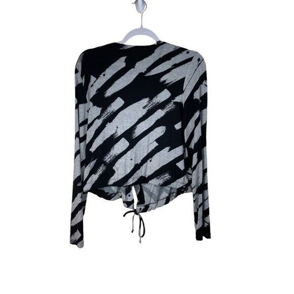 Elsewhere Sherbrooke Cardigan Gray Black Drawstring Asymmetric Lagenlook - Picture 8 of 10